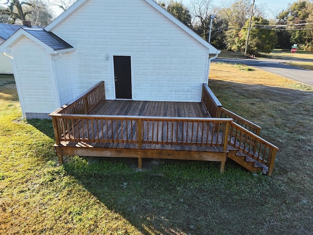 40 Beacon St, Camilla, GA 31730 - back of house with a wooden deck, a yard, and stairs