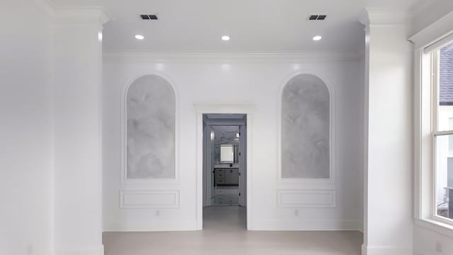 347 Madison Grv, Thomasville, GA 31757 - hallway with ornamental molding, recessed lighting, and arched walkways