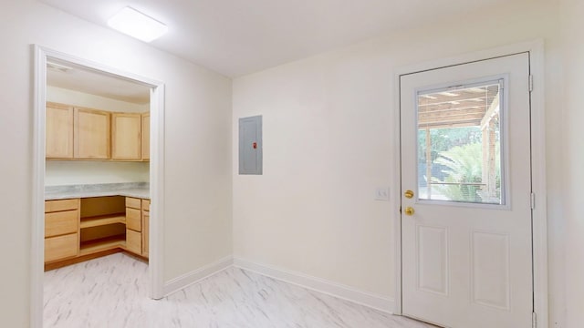 193 E Live Oak Cir, Thomasville, GA 31792 - entryway with electric panel, built in study area, and light marble finish flooring