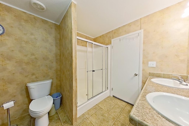 3024 Willow St, Ochlocknee, GA 31773 - full bathroom with a stall shower, tile patterned floors, and double vanity