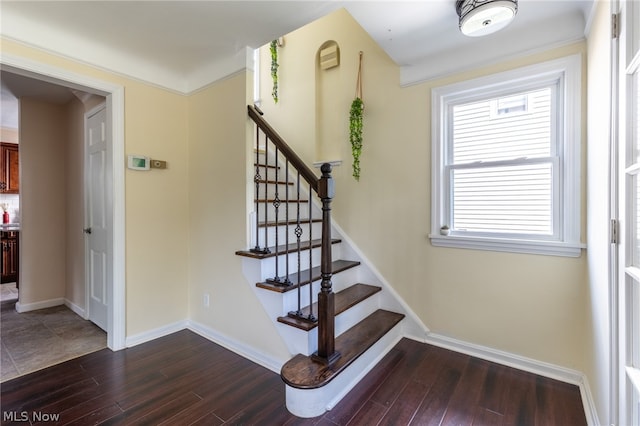 stairs with tile flooring