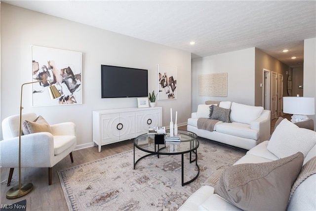 living room with hardwood / wood-style flooring