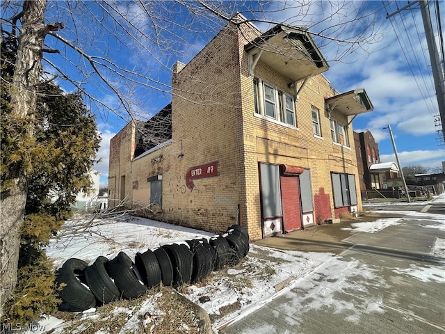 view of snow covered exterior