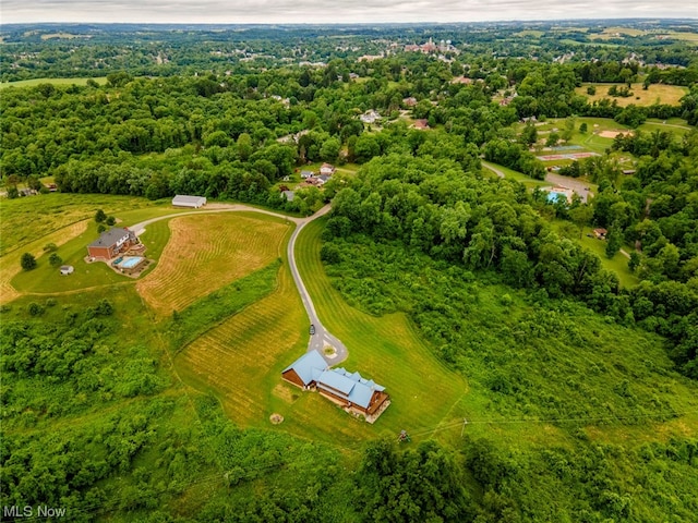 drone / aerial view with a rural view