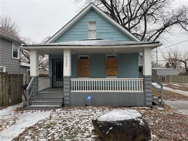 bungalow-style home featuring covered porch