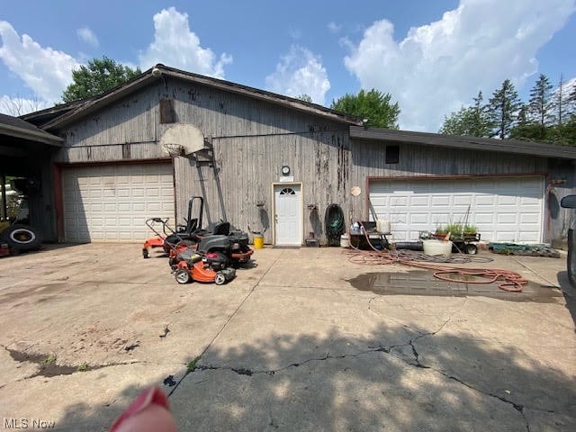 exterior space featuring a garage