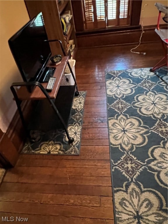 living room with hardwood / wood-style flooring