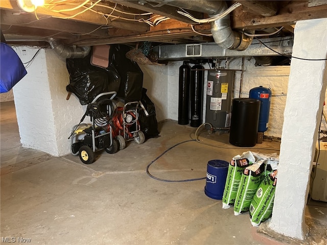 basement with electric water heater