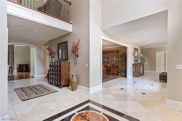 interior space featuring a high ceiling