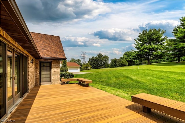 deck with a lawn