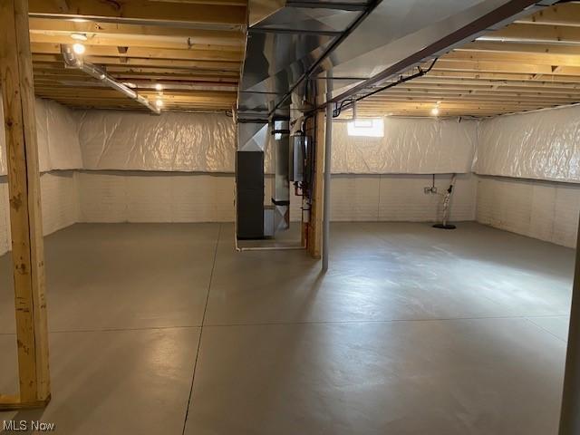 basement with heating unit