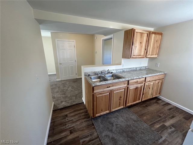 kitchen with sink and dark carpet