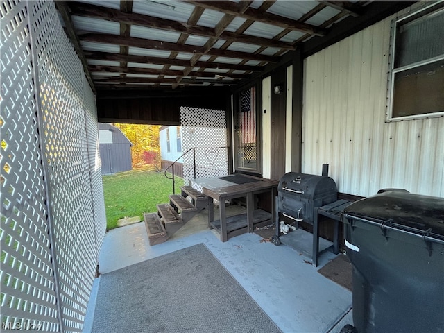 view of patio / terrace featuring a grill