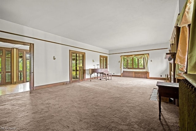 unfurnished living room with carpet