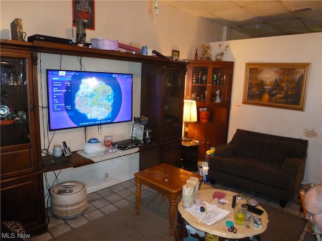 view of tiled living room