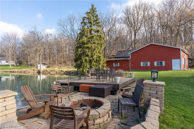 view of patio / terrace with a water view