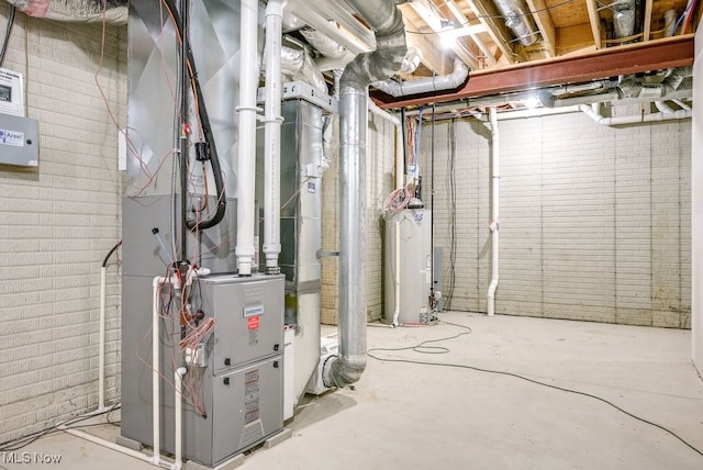 basement with water heater