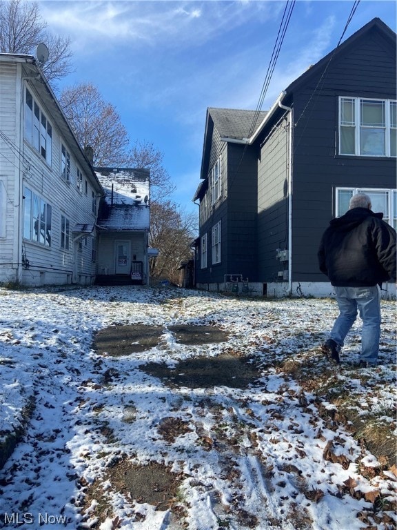 view of snow covered exterior