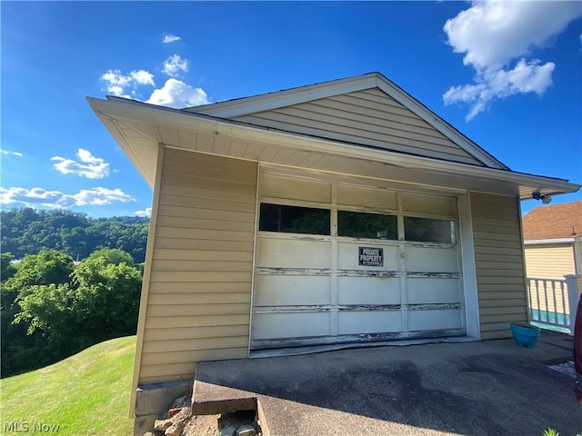 view of garage