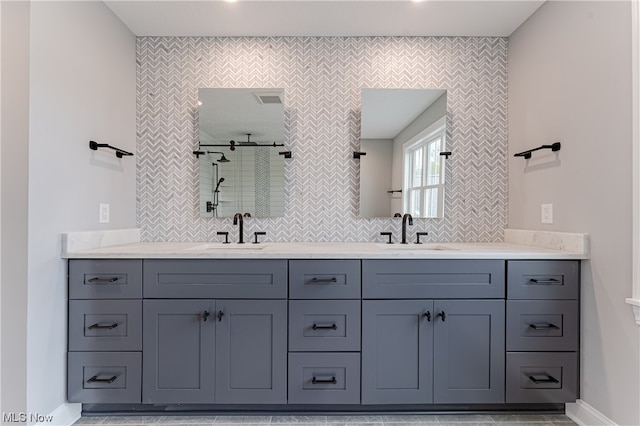 bathroom with double sink vanity