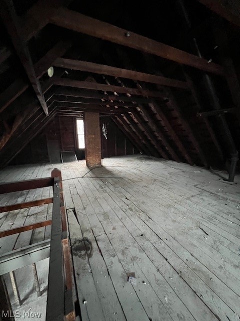 view of unfinished attic