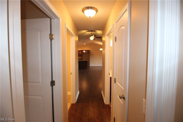 hall with dark hardwood / wood-style floors