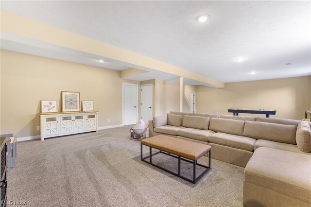 living room featuring carpet flooring