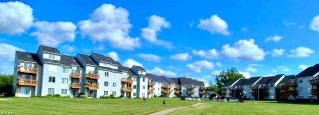 view of community with a residential view and a yard