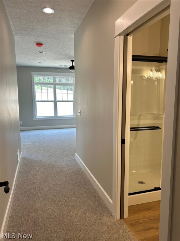 944 Queen Anne Dr NW, Massillon, OH 44647 - corridor with a textured ceiling and carpet