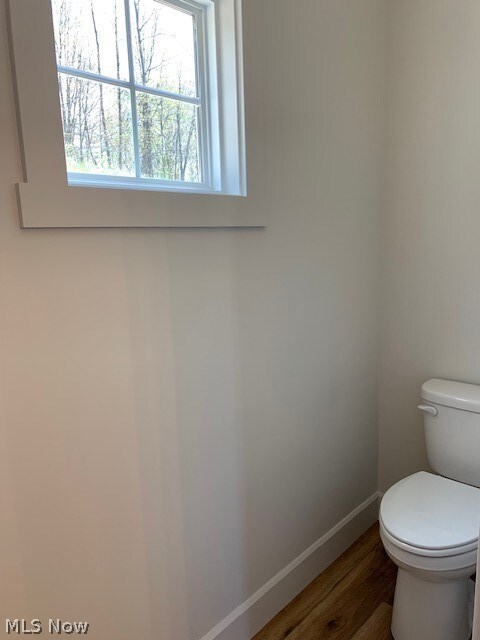 bathroom featuring hardwood / wood-style floors and toilet