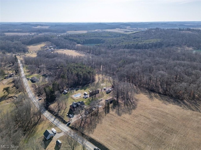 aerial view with a rural view