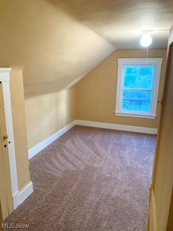 bonus room featuring carpet and lofted ceiling