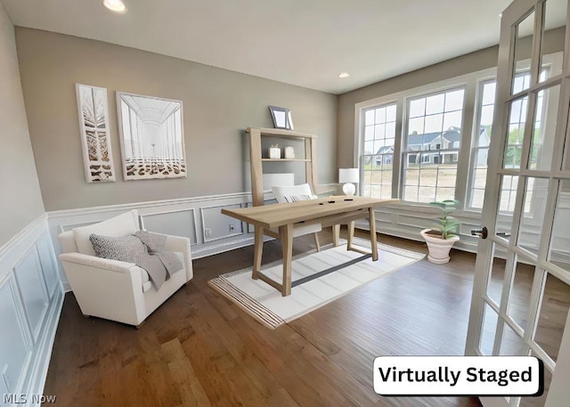 office area featuring dark hardwood / wood-style flooring