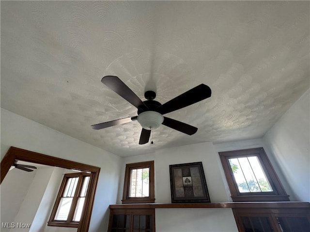 room details with a textured ceiling