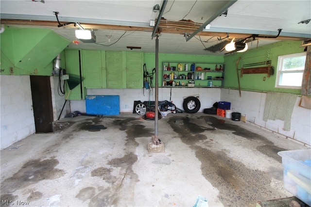 garage with a garage door opener