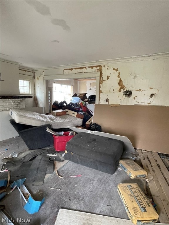 bedroom with crown molding