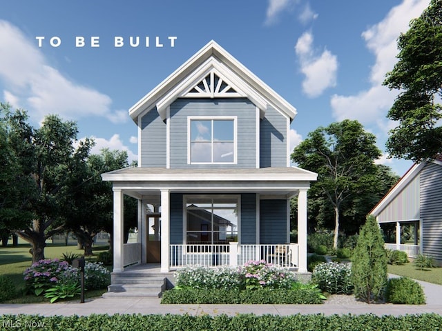 view of front facade featuring covered porch