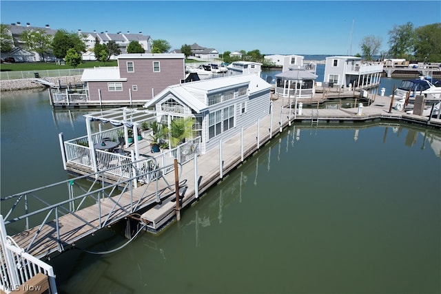 view of dock featuring a water view