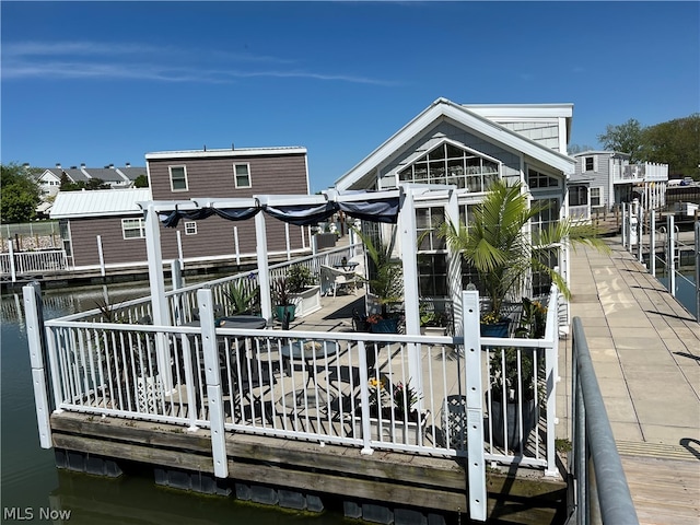 view of dock featuring a water view