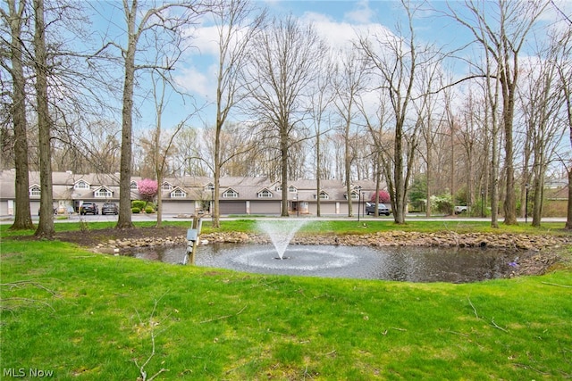 view of yard with a water view