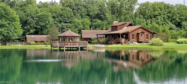 water view featuring a gazebo