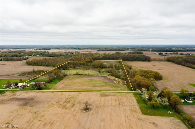 bird's eye view featuring a rural view