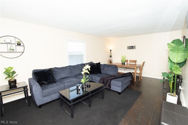 living room featuring dark hardwood / wood-style floors