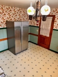 kitchen with stainless steel fridge