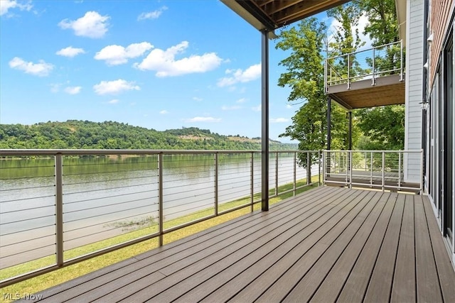 deck with a water view