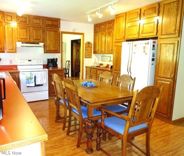 11421 Clay Rd, Newton, WV 25266 - dining space with rail lighting and light wood finished floors