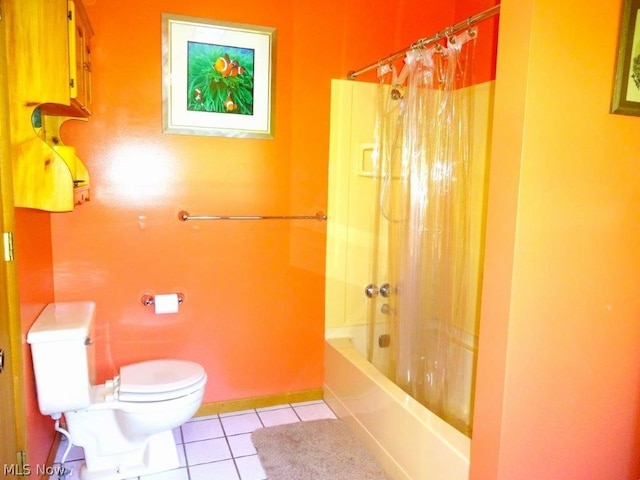 11421 Clay Rd, Newton, WV 25266 - full bath with toilet, tile patterned flooring, and shower / bath combo with shower curtain