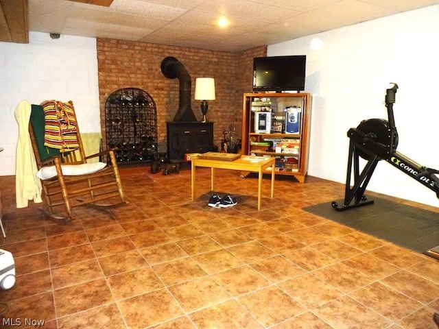 11421 Clay Rd, Newton, WV 25266 - interior space featuring a wood stove