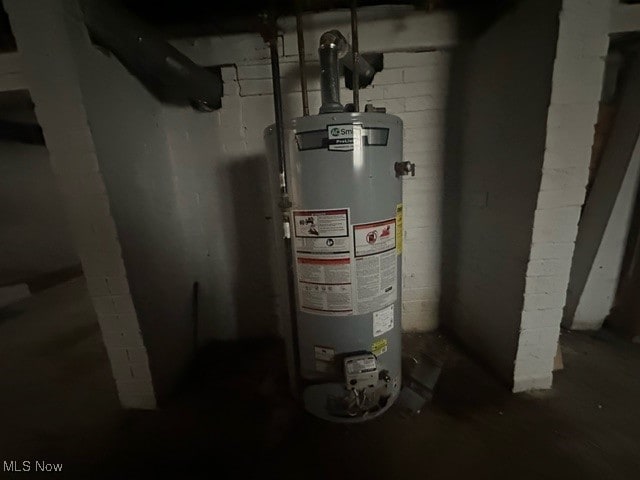 utility room with gas water heater