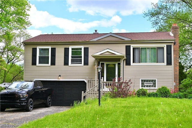 bi-level home with a garage